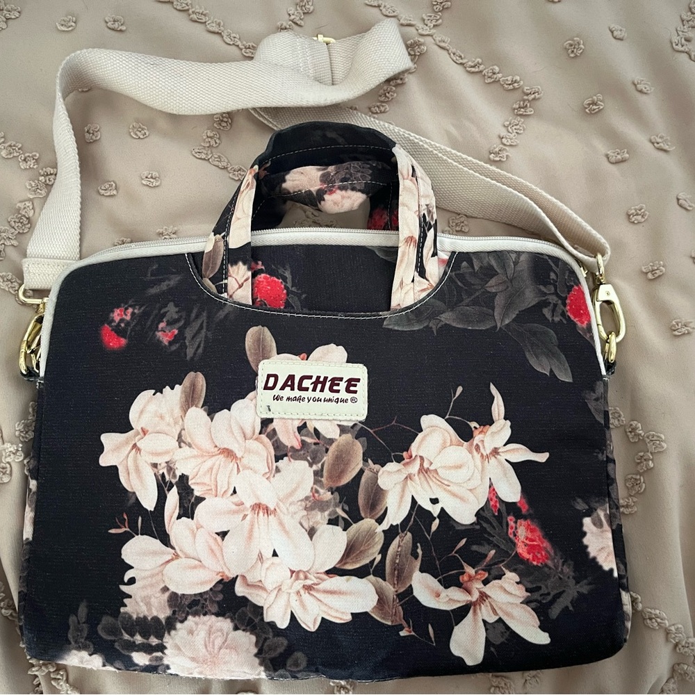 Black Floral Women's laptop Bag